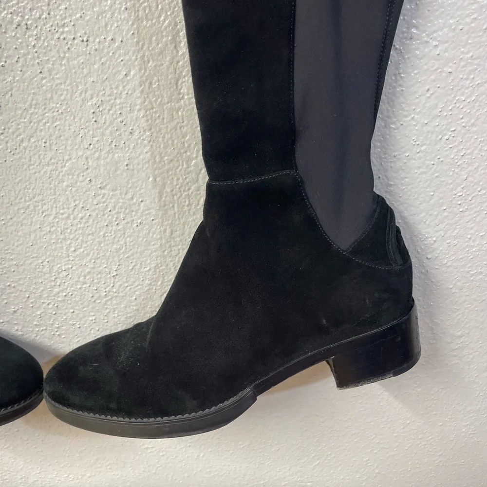 Tori Burch Dark Romantic Feminine Black Over The Knee Boots Suede Sz 9 Euro Luxe